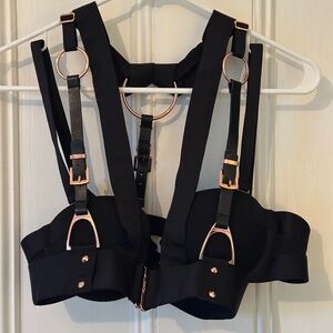 Honey Birdette CARTER 2-piece Bra. 34C. Black and original Rose Gold (NWOT)